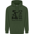History of the Bicycle Cyclist Cycling Bike Mens 80% Cotton Hoodie Forest Green