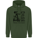 History of the Bicycle Cyclist Cycling Bike Mens 80% Cotton Hoodie Forest Green