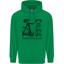 History of the Bicycle Cyclist Cycling Bike Mens 80% Cotton Hoodie Irish Green