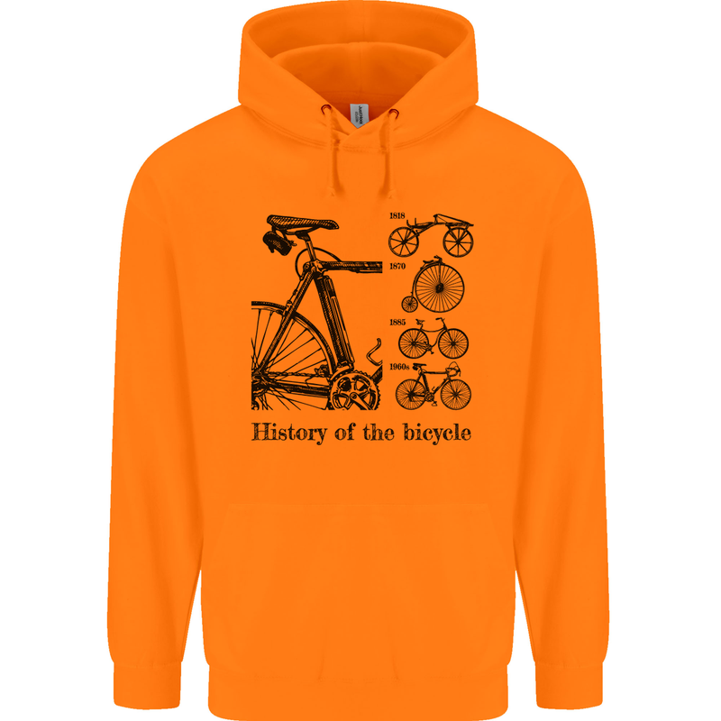 History of the Bicycle Cyclist Cycling Bike Mens 80% Cotton Hoodie Orange