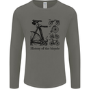 History of the Bicycle Cyclist Cycling Bike Mens Long Sleeve T-Shirt Charcoal