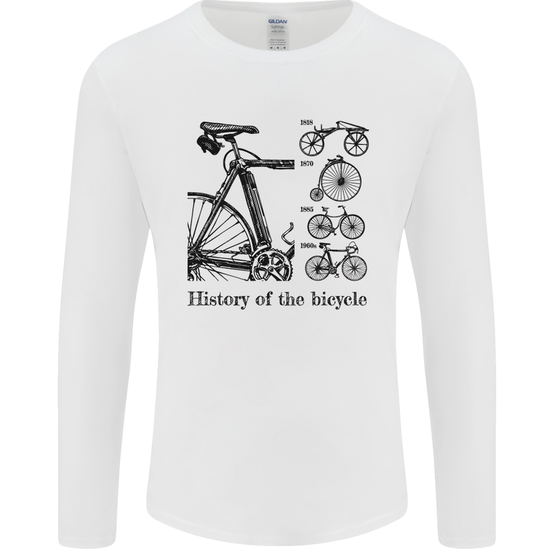 History of the Bicycle Cyclist Cycling Bike Mens Long Sleeve T-Shirt White
