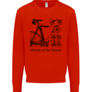 History of the Bicycle Cyclist Cycling Bike Mens Sweatshirt Jumper Bright Red