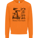 History of the Bicycle Cyclist Cycling Bike Mens Sweatshirt Jumper Orange
