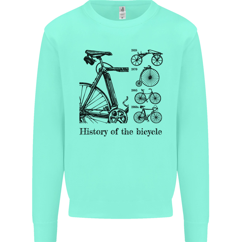 History of the Bicycle Cyclist Cycling Bike Mens Sweatshirt Jumper Peppermint