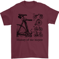 History of the Bicycle Cyclist Cycling Bike Mens T-Shirt Cotton Gildan Maroon
