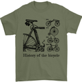 History of the Bicycle Cyclist Cycling Bike Mens T-Shirt Cotton Gildan Military Green