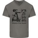 History of the Bicycle Cyclist Cycling Bike Mens V-Neck Cotton T-Shirt Charcoal