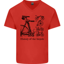 History of the Bicycle Cyclist Cycling Bike Mens V-Neck Cotton T-Shirt Red