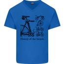 History of the Bicycle Cyclist Cycling Bike Mens V-Neck Cotton T-Shirt Royal Blue
