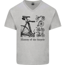History of the Bicycle Cyclist Cycling Bike Mens V-Neck Cotton T-Shirt Sports Grey