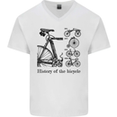 History of the Bicycle Cyclist Cycling Bike Mens V-Neck Cotton T-Shirt White