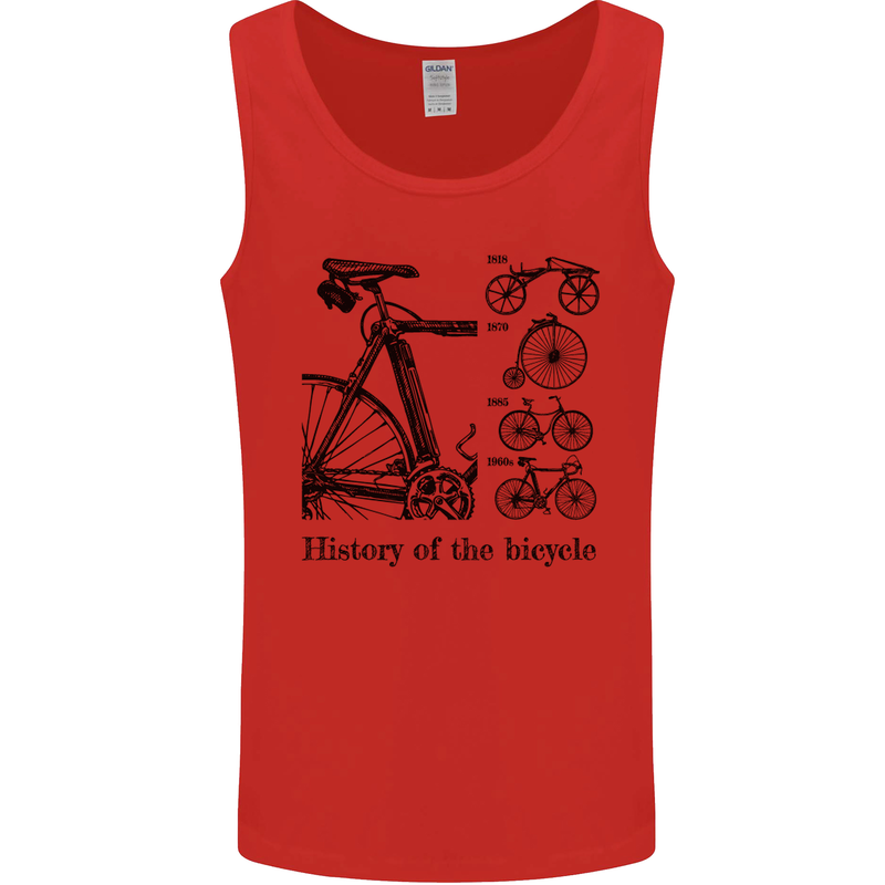 History of the Bicycle Cyclist Cycling Bike Mens Vest Tank Top Red