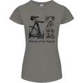 History of the Bicycle Cyclist Cycling Bike Womens Petite Cut T-Shirt Charcoal