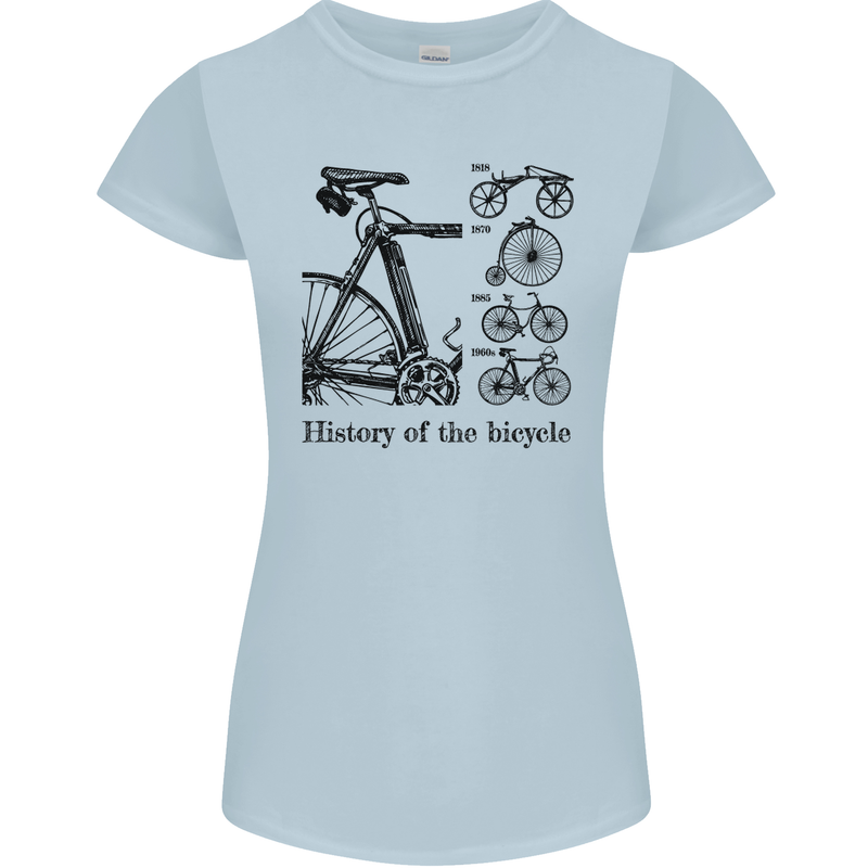 History of the Bicycle Cyclist Cycling Bike Womens Petite Cut T-Shirt Light Blue