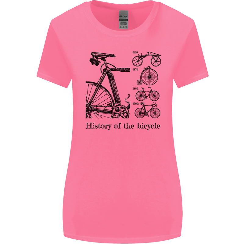 History of the Bicycle Cyclist Cycling Bike Womens Wider Cut T-Shirt Azalea