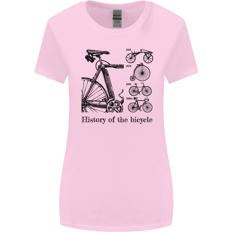 History of the Bicycle Cyclist Cycling Bike Womens Wider Cut T-Shirt Light Pink