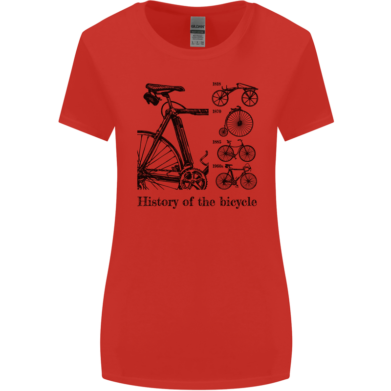 History of the Bicycle Cyclist Cycling Bike Womens Wider Cut T-Shirt Red