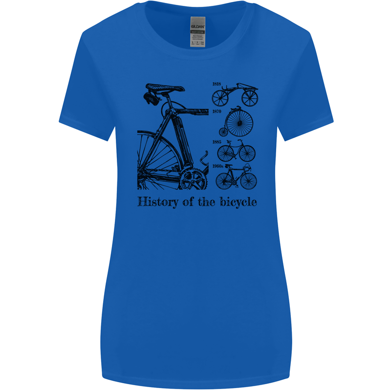 History of the Bicycle Cyclist Cycling Bike Womens Wider Cut T-Shirt Royal Blue