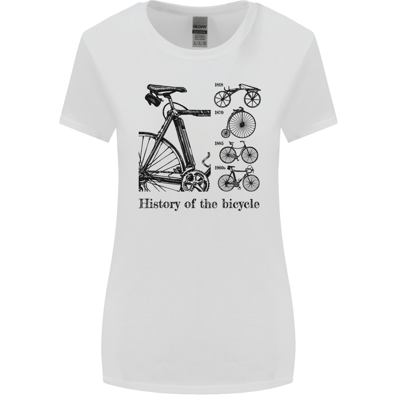 History of the Bicycle Cyclist Cycling Bike Womens Wider Cut T-Shirt White