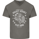 Hockey Heroes Street Ice Mens V-Neck Cotton T-Shirt Charcoal