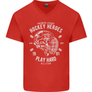 Hockey Heroes Street Ice Mens V-Neck Cotton T-Shirt Red