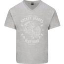 Hockey Heroes Street Ice Mens V-Neck Cotton T-Shirt Sports Grey