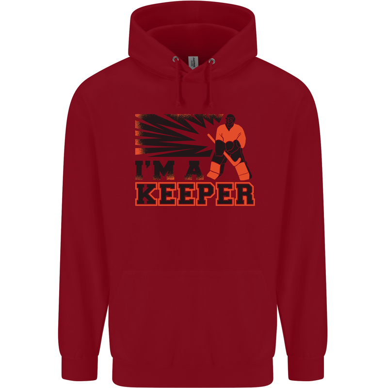 Hockey I'm a Keeper Funny Ice Street Childrens Kids Hoodie Red