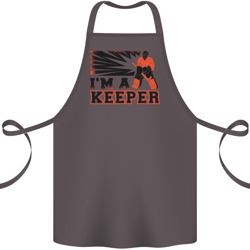 Hockey I'm a Keeper Funny Ice Street Cotton Apron 100% Organic Dark Grey