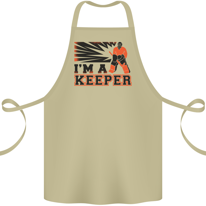 Hockey I'm a Keeper Funny Ice Street Cotton Apron 100% Organic Khaki