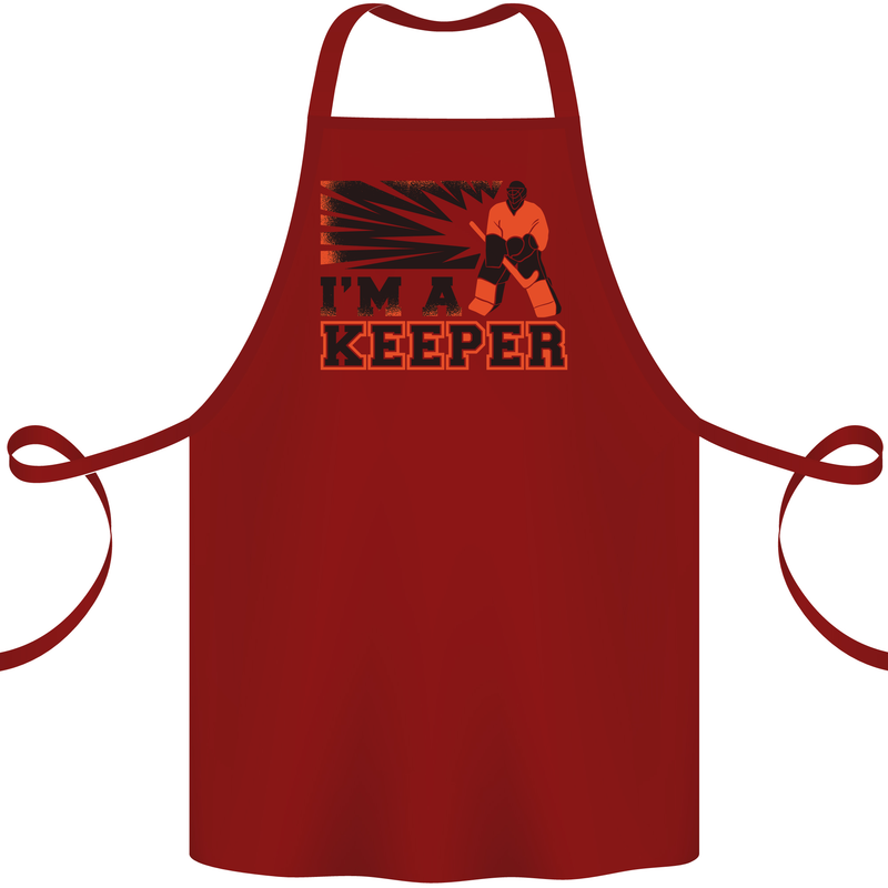 Hockey I'm a Keeper Funny Ice Street Cotton Apron 100% Organic Maroon