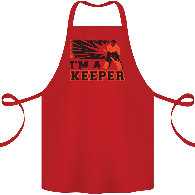 Hockey I'm a Keeper Funny Ice Street Cotton Apron 100% Organic Red