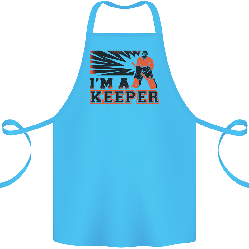 Hockey I'm a Keeper Funny Ice Street Cotton Apron 100% Organic Turquoise