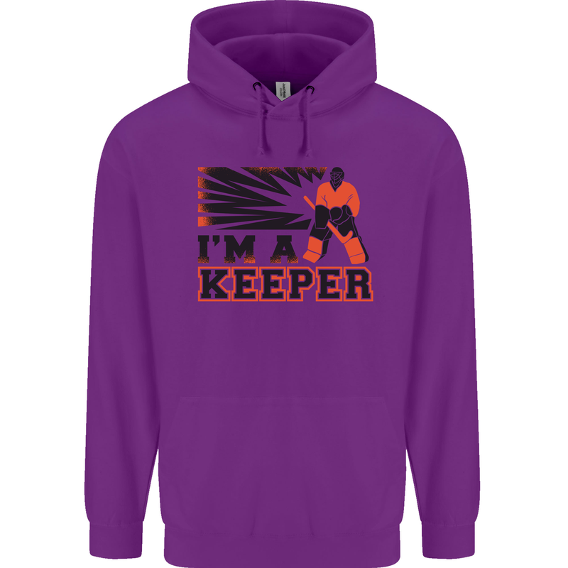 Hockey I'm a Keeper Funny Ice Street Mens 80% Cotton Hoodie Purple
