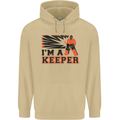 Hockey I'm a Keeper Funny Ice Street Mens 80% Cotton Hoodie Sand