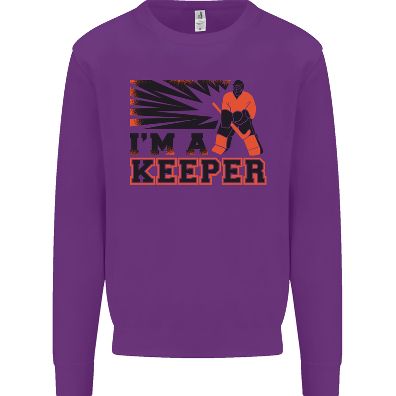 Hockey I'm a Keeper Funny Ice Street Mens Sweatshirt Jumper Purple