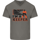 Hockey I'm a Keeper Funny Ice Street Mens V-Neck Cotton T-Shirt Charcoal