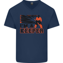 Hockey I'm a Keeper Funny Ice Street Mens V-Neck Cotton T-Shirt Navy Blue
