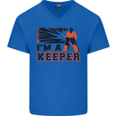 Hockey I'm a Keeper Funny Ice Street Mens V-Neck Cotton T-Shirt Royal Blue