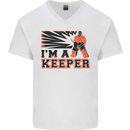 Hockey I'm a Keeper Funny Ice Street Mens V-Neck Cotton T-Shirt White