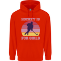 Hockey is For Girls Funny Ice Street Childrens Kids Hoodie Bright Red