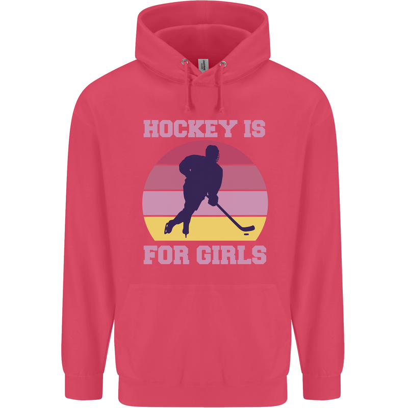 Hockey is For Girls Funny Ice Street Childrens Kids Hoodie Heliconia
