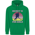 Hockey is For Girls Funny Ice Street Childrens Kids Hoodie Irish Green
