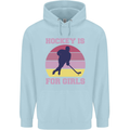 Hockey is For Girls Funny Ice Street Childrens Kids Hoodie Light Blue