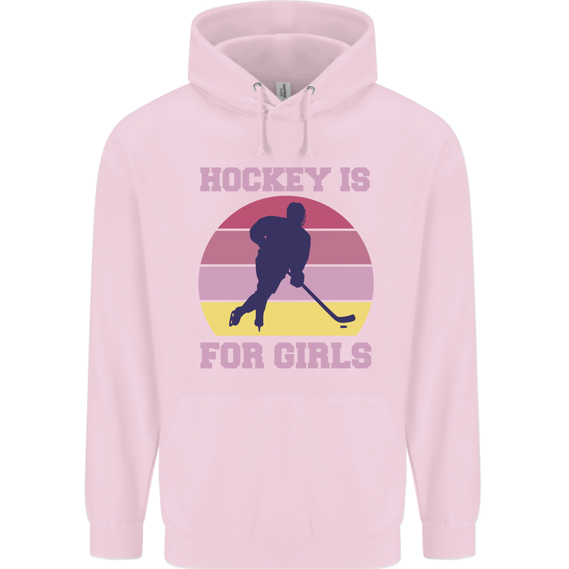 Hockey is For Girls Funny Ice Street Childrens Kids Hoodie Light Pink