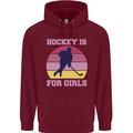 Hockey is For Girls Funny Ice Street Childrens Kids Hoodie Maroon