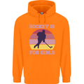 Hockey is For Girls Funny Ice Street Childrens Kids Hoodie Orange