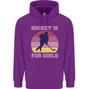 Hockey is For Girls Funny Ice Street Childrens Kids Hoodie Purple