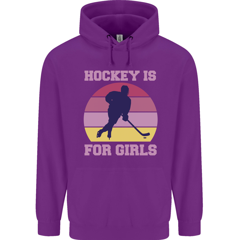 Hockey is For Girls Funny Ice Street Childrens Kids Hoodie Purple