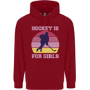 Hockey is For Girls Funny Ice Street Childrens Kids Hoodie Red
